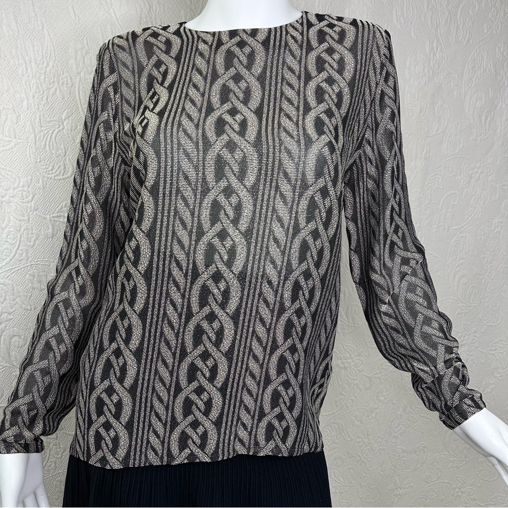 Jaeger Vintage 70s 80s Metallic Chain Link Blouse